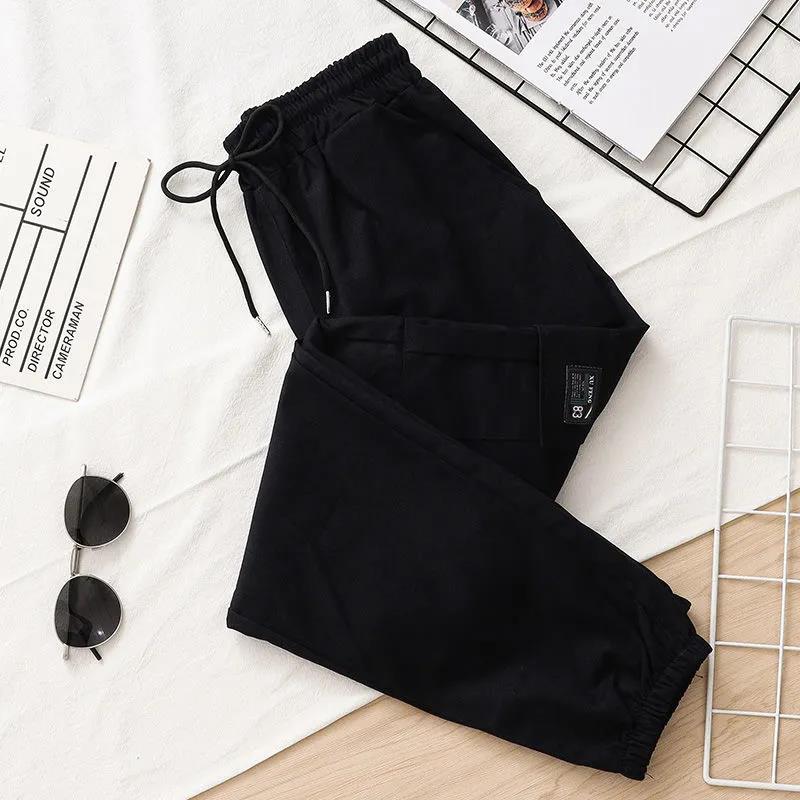 Women's Overalls Korean Style Loose Mid-high Waist Straight Slimming Casual All-match Sports Outdoor Nine-point Pants with Feet
