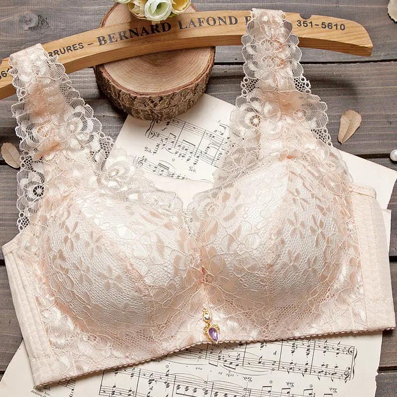 Thin Sexy Lace No Steel Ring Gathering Vest Type Beautiful Back Receiving Side Breast Women's Underwear Bra