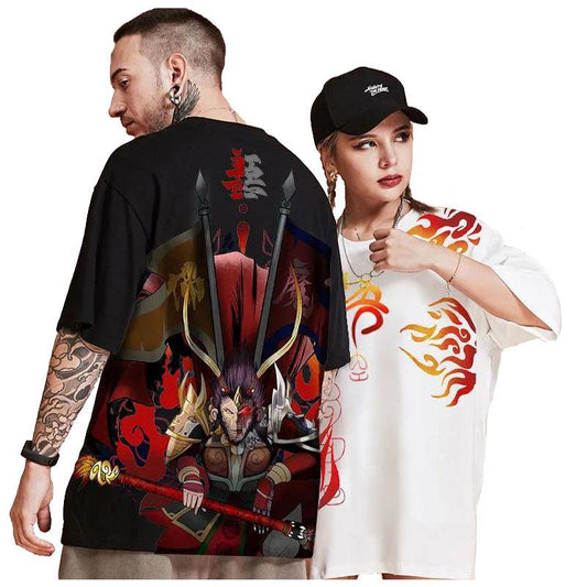 Hip Hop Couple T-shirt Chinese Trendy Anime Goku Print Tee Summer Oversized O-neck Short Sleeve Casual Pullover Ladies/boy Shirt
