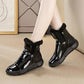 Waterproof Leather Snow Boots Woman Short Boots Women Long Plush Warm Ankle Booties Flat Footwear High Top Casual Sports Side Zipper Cotton Boots
