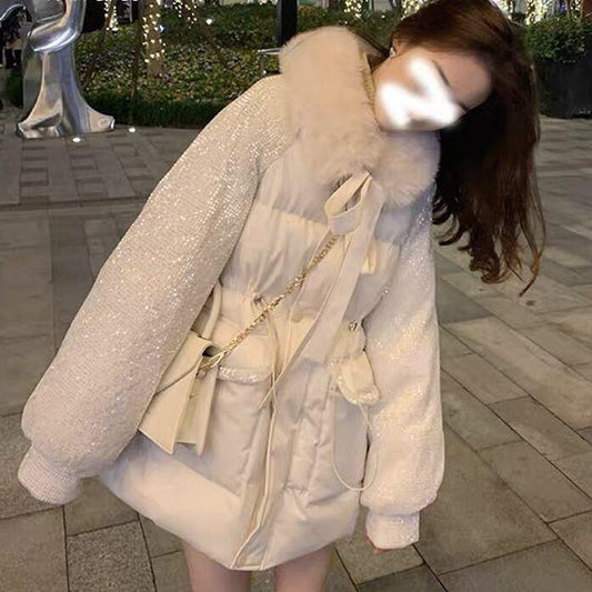 Down Jacket Down Coat Winter Women Coat Cotton   Ultralight Ladies Down Jacket Warm Hooded Parka Women's Single-breasted Snow Jacket with Belt