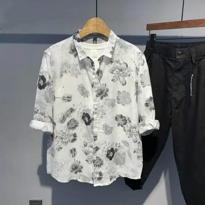 Summer Mid-sleeve Loose Fun Printing All-match Men's Short-sleeved Shirt Casual Comfortable Shirt