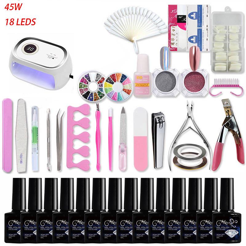 Nail Kit 45/48W LED UV Lamp nail dryer set Gel Nail Polish Set Nail Art Tool kit Manicure Set