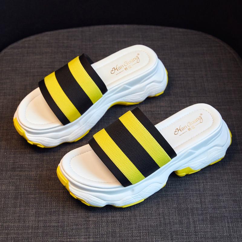 Thick bottom sandals summer infrared wear wild sports ins tide fashion sponge cake slippers women