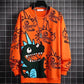 Autumn Sweater Men's Trend Dinosaur Print Loose Round Neck Pullover Long Sleeve Sweatershirts
