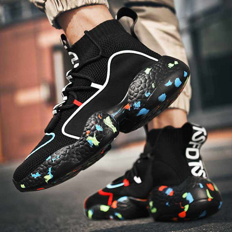 Unisex Plus Size 36-48 Men High-top Sneakers Couples Running Basketball Shoes Breathable Shockproof Non-slip Sports Shoes for Men and Women