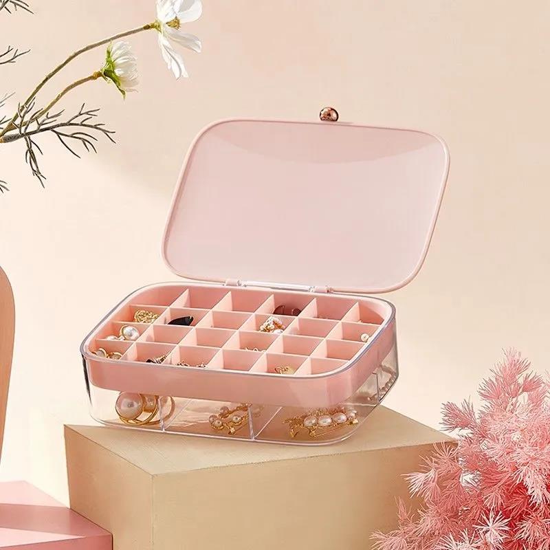 Jewelry Box Little Girl Waterproof Leather Can Carry Small and Exquisite Earrings Ring Necklace Jewelry Storage Box