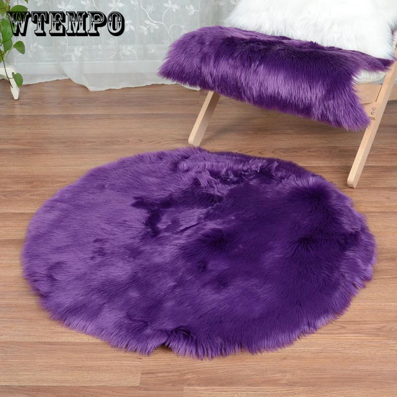 Fluffy Round Rug Carpets for Living Room Decor Faux Fur Carpet  Room Long Plush Rugs