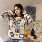 Autumn Winter  Women Fashion Sweater Casual Knitting Sweater Retro Round Neck Pullovers Loose Casual Long Sleeve Sweater