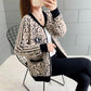 Imitation Mink Fleece Cropped Top Autumn and Winter Sweater Leopard Print Loose Wild Knit Cardigan