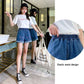 Embroidered Denim Shorts Women's Loose Ripped Wide Leg Large Size 150kg High Waist A-line Pants