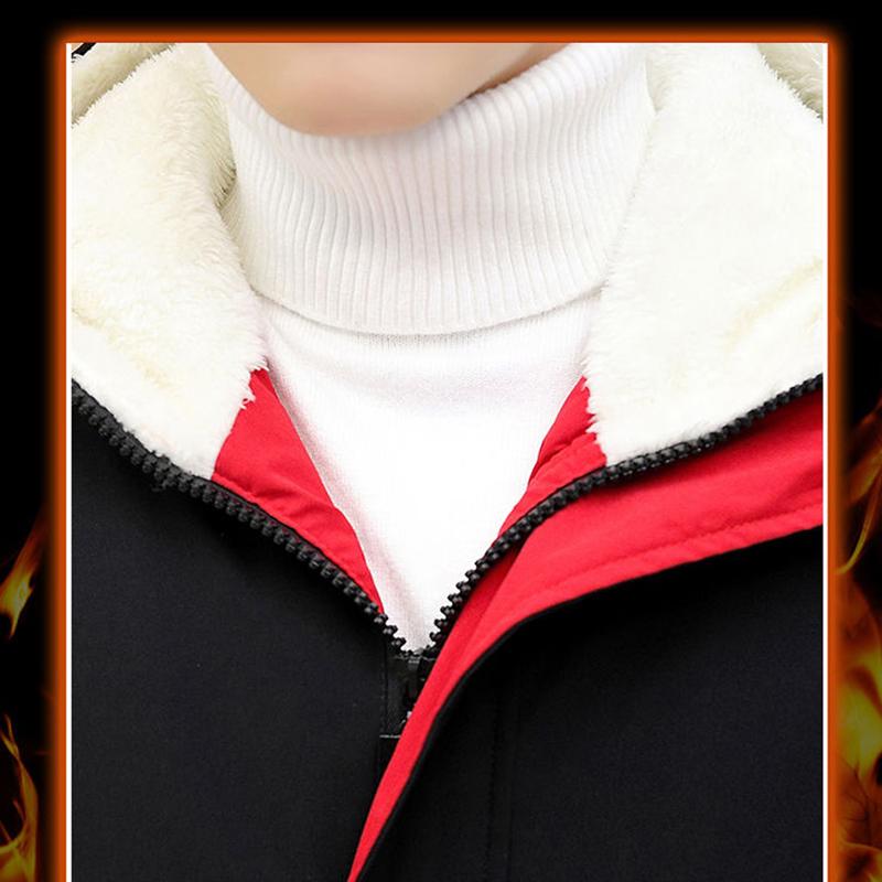 Autumn and Winter Men's Trendy Jacket Mid-length Plus Velvet Thickened Student Windbreaker