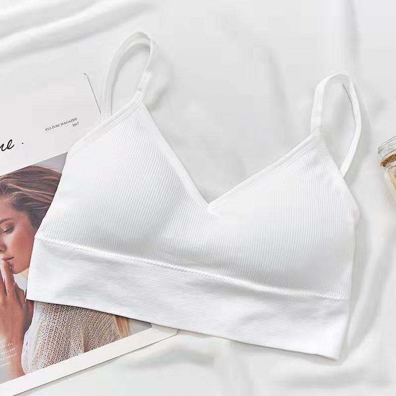 Simple Solid Color Suspender Inside Underwear Cross Style Beautiful Back No Steel Ring Thread Bra Bottomed Vest Bra