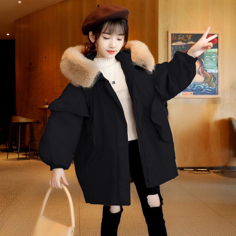 Girls' Padded Coat Winter Clothes Plus Velvet Thickened Western Style Children's Padded Jackets