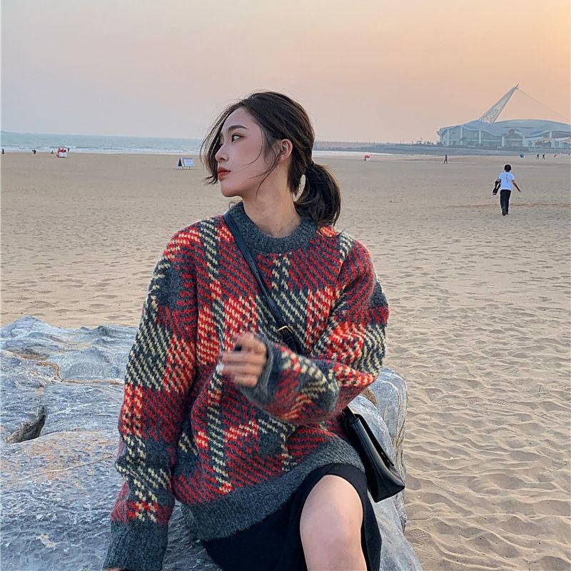 Sweater Women's Winter Thick  Loose Outer Wear Casual Design Sense Long-sleeved Hedging Autumn Winter Base Fashion