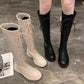 Women's Autumn Boots Lace-up High-Top Martin Women's Boots Not Over The Knee Boots Small Girls Cavalier Boots