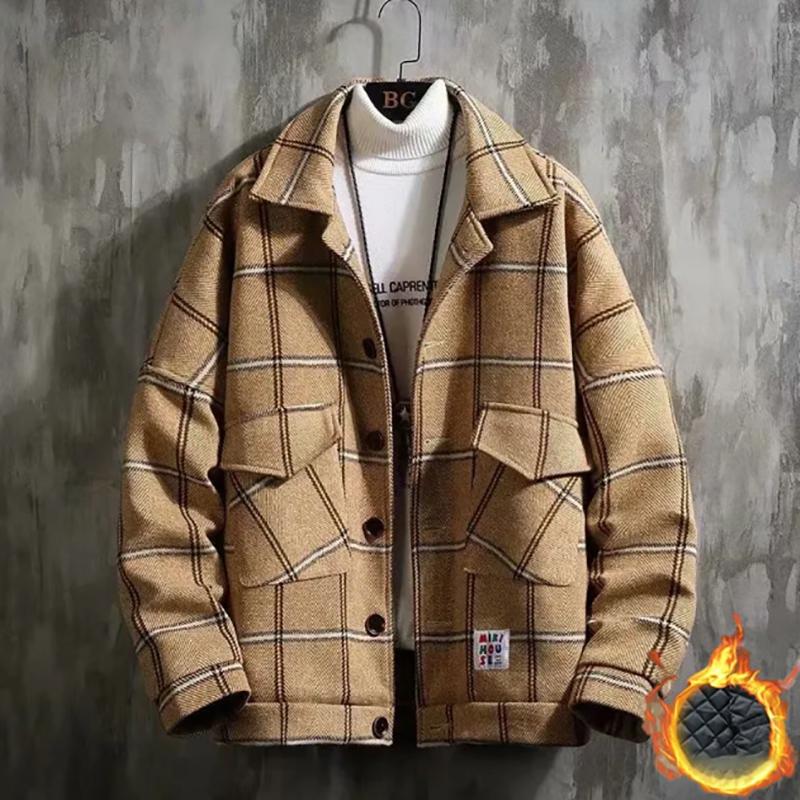 Cotton Thick Woolen Coat Men's Autumn and Winter Loose Korean Style Trendy Woolen Jackets