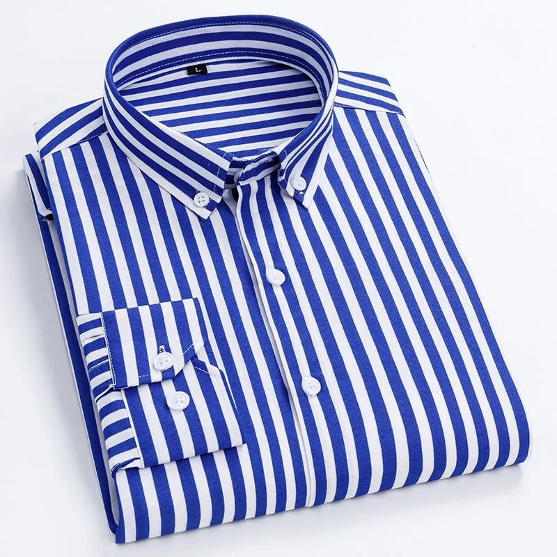 Spring and Autumn Printed Long Sleeve Plaid Stripes with Pockets Summer Thin Middle and Young Korean Casual Shirts