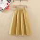 Women Maxi White Cotton Skirt Girl Casual Midi Elastic High Waist Plus Size Flare A Line Pure Color Pocket Summer Skirts Female