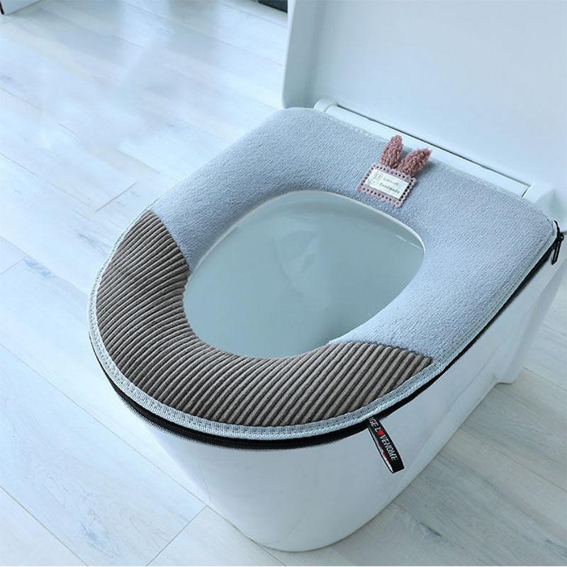 High Quality Solid Color Toilet Pad Plush Universal Thickened Toilet Seat Toilet Seat Zipper