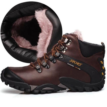 Leather Outdoor Winter Shoes Cotton Boots Men's Snow Boots Winter Plus Velvet Warm Leather Shoes Winter High-top Shoes