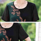 Women's Clothing Large Size Loose Chiffon Dress Round Neck Short Sleeve Printing Knee-length