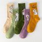 Five Pairs of Women's Socks Fashion Print Cartoon Pattern Socks Winter Thick Warm Pile Pile Socks