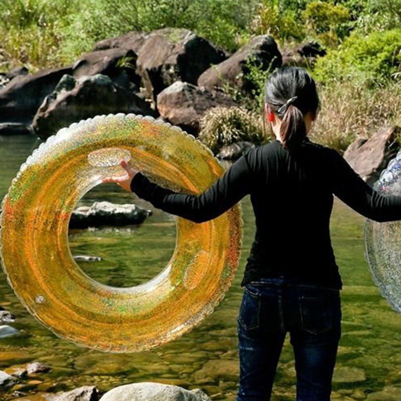 Thickened Inflatable Sequin Transparent Swimming Ring Transparent Sequin Adult Swimming Ring Inflatable Water Lifebuoy