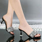 High-heeled Slippers Women's All-match Rhinestone Sandals and Slippers Temperament Stiletto Medium Heel Flip Flops