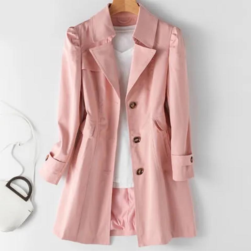Women's Windbreaker Autumn Coat Korean Style Slim Mid-length Windbreaker Women's Coat