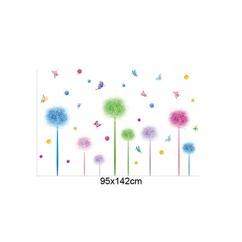 [Wall sticker ]Fantasy Flowers Dandelion Dots Butterfly Wall Stickers For Kids Rooms Kitchen Bathroo