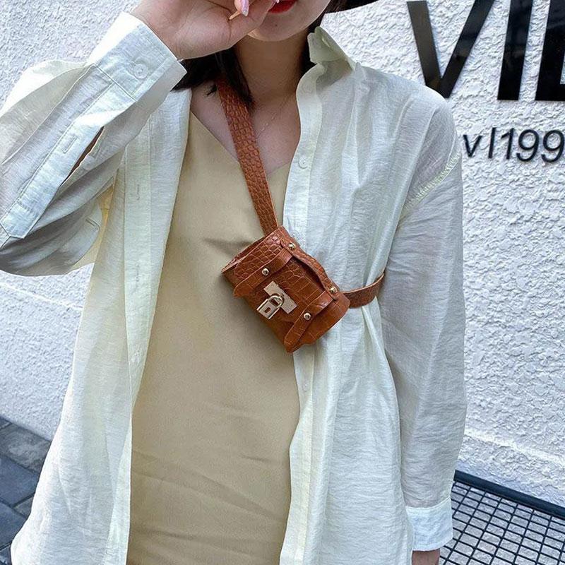 Small Waist Bag Women's Waist Fashion All-match Chest Bag Pin Buckle Belt Decoration Free Perforated Belt Detachable Mini Bag