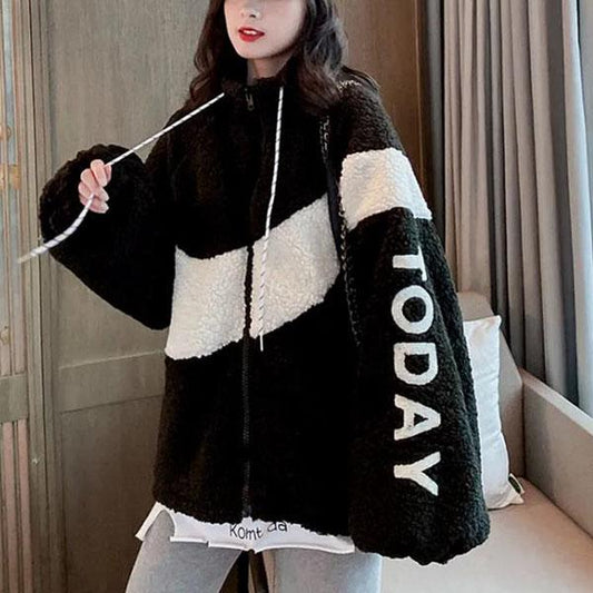 Autumn and Winter Thick All-match Sweater Mid-length Plus Size Pocket Women's Jacket Women