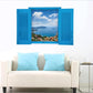 3D Mediterranean blue fake window scenery Bedroom living room porch decorative wall stickers