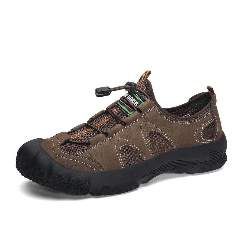 Plus Size 38-46 Men Outdoor Water Sneaker Non Slip Hiking Climbing Aqua Shoes Beach Barefoot Upstream Shoes Leather Seaside Shoes