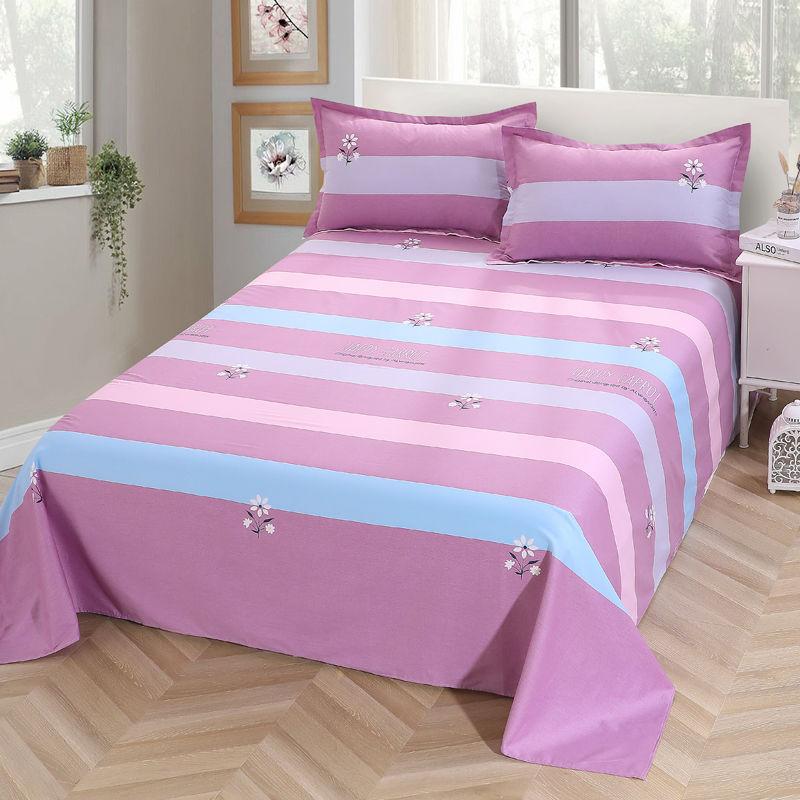 Pure Cotton Bed Sheet Pure Cotton Good Air Permeability Washable Easy To Fold Single Bed and Double Bed Available Two Pillowcases and One Bed Sheet