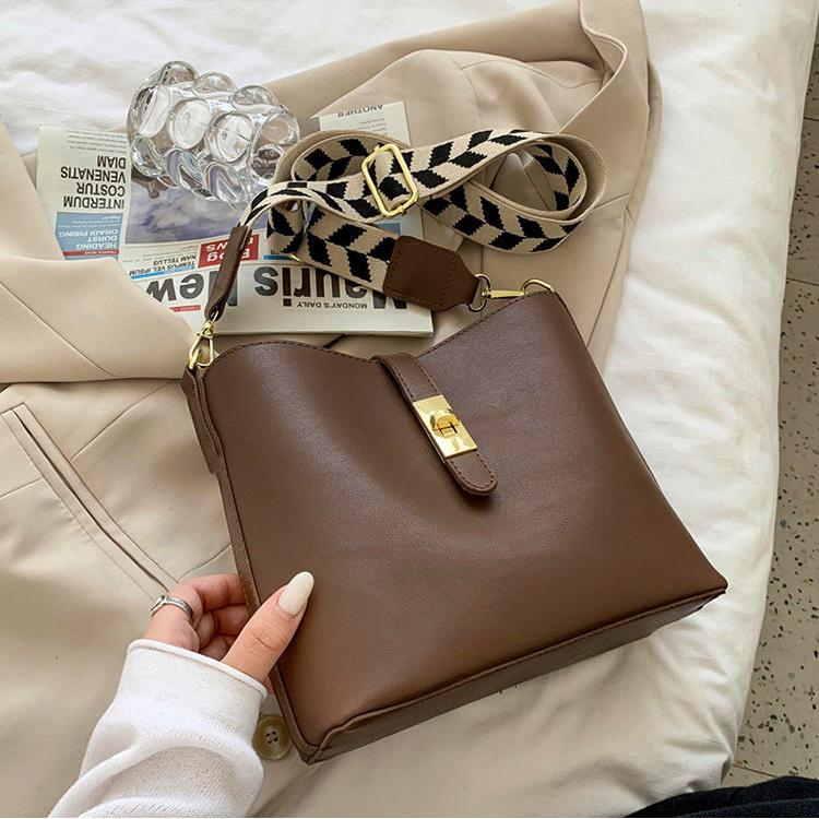 Crossbody Bags Portable PU Leather Wide Strap Shoulder Bags Casual Female Multi-Layer Large Capacity 3 Colors