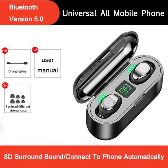 Bluetooth Earphones Mini LED Display Headphone Stero Sound 2000mah Power Bank Sport Wireless Headset