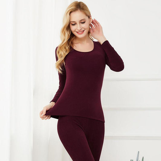 Thermal Underwear Women's Winter Thin Section Double-sided Brushed Body Slimming Base Coat Qiuyi Long Pants Suit