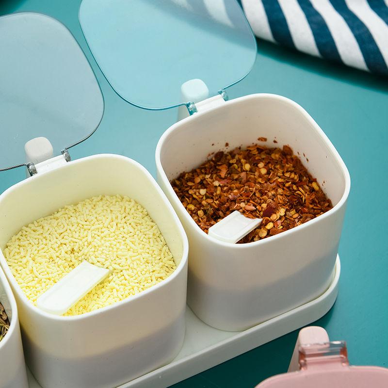 Spice Box Set Household Combination Salt Shaker Seasoning Jar Kitchen Supplies Haberdashery Storage Box with Spoon