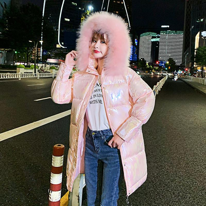 Glossy Cotton Clothes Women's Bread Clothes Female Students Korean Version of Loose Cotton-padded Coat In The Long Thick Padded Jacket Coat