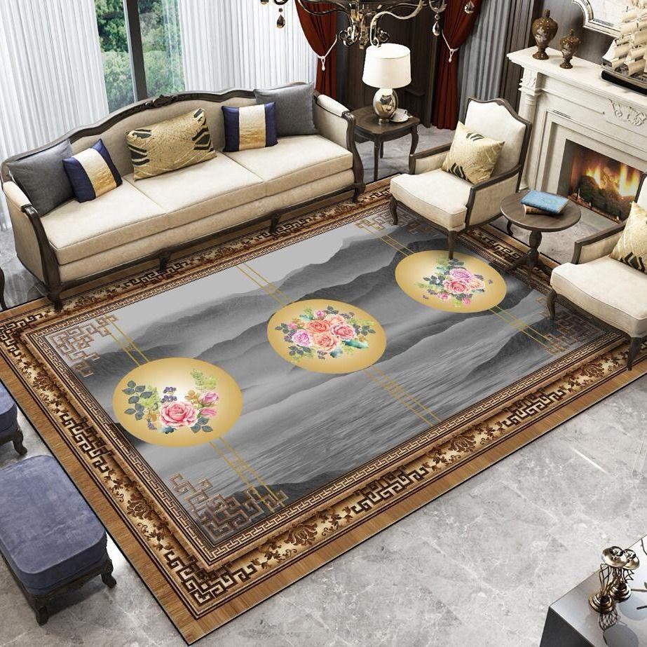 3D Chinese Flower Printed Carpets Rugs Living Room Ink Painting Area Rug Bedroom Home Carpet Sofa