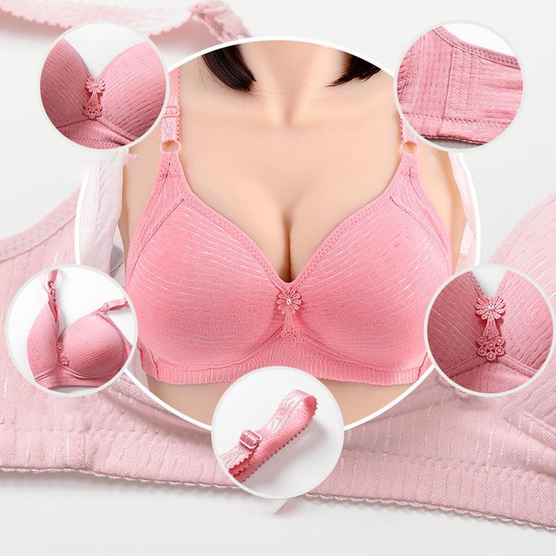 Thin, Breathable Large Size Bra Gather No Steel Ring Underwear Bra Lightweight Breathable Embroidered Pendant Comfortable and Soft
