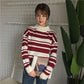 College Style Loose Striped Sweater Top Turtleneck Sweater Female Student Short