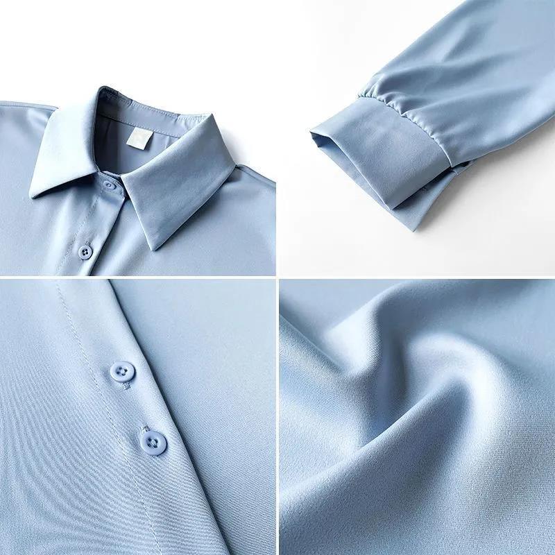 Loosely Stacked White Shirts Are Thin Design Niche Tops Chiffon Shirts Women's Summer Work Wear Stand-up Collar Casual Shirts