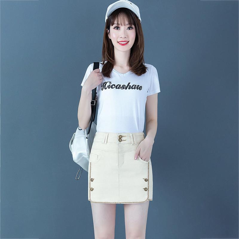 WTEMPO High Waist Denim Shorts Women Loose Elastic Plus Size Button Zipper Casual Shorts