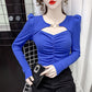 Women's Spring and Autumn Solid Color T-shirt Slim Long Sleeve Top