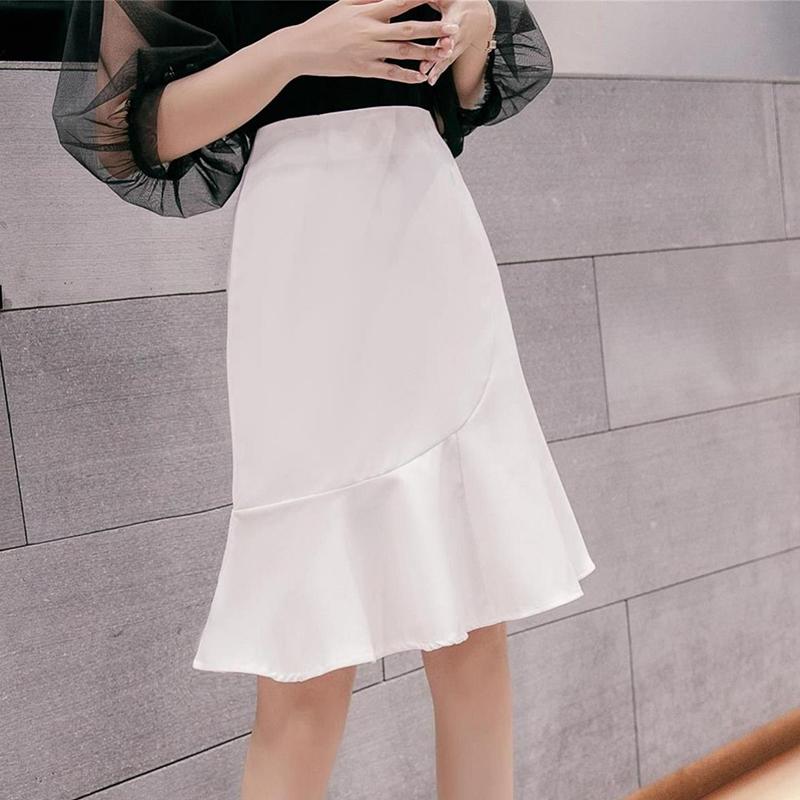 Fishtail Skirt A-line Mid-length Skirt High Waist Ruffled Hip One-step Skirt Long Skirt Cute Sexy Wrapped Hip Skirt Ruffled Hip Skirt for Ladies