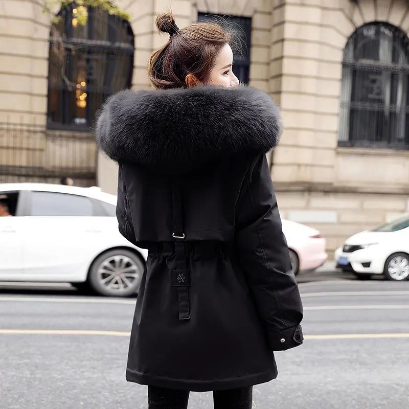 Plus Velvet Thicker Pie To Overcome The 2021 New Down Padded Jacket Women's Mid-length Winter Korean Version of The Loose Large Fur Collar Jacket
