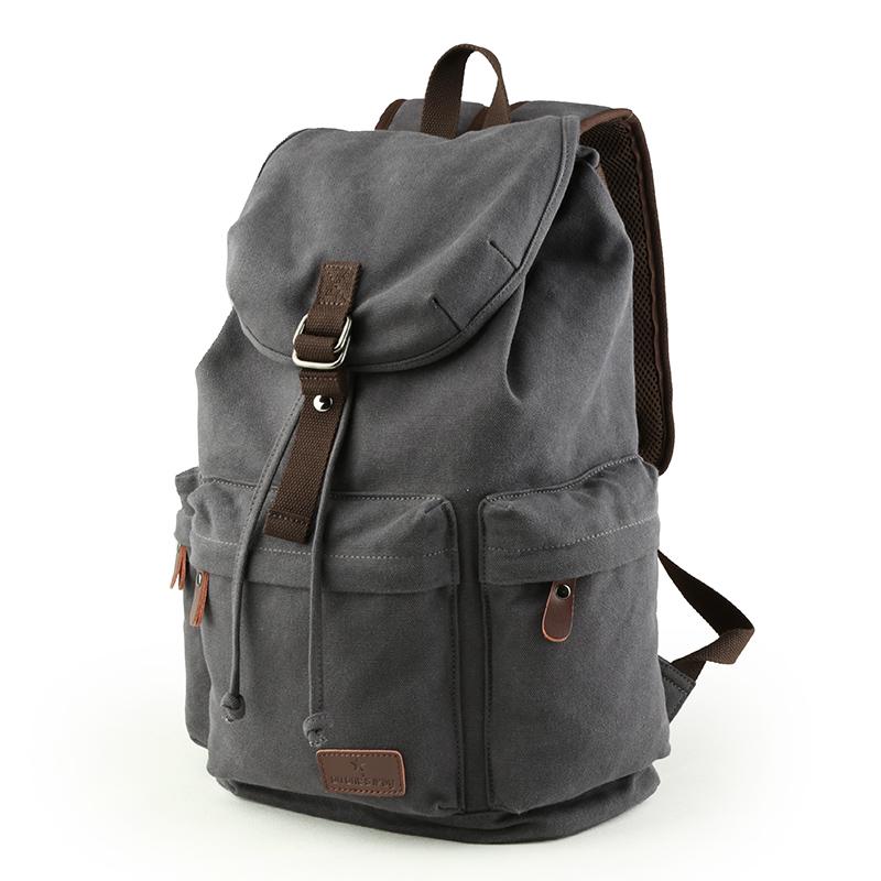 Man Leather Casual USB Interface Backpack Bag Hole Mens School Travel Rucksack Laptop Backpack
